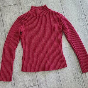 Gap girls long sleeve red holiday turtle neck corduroy sweater size medium